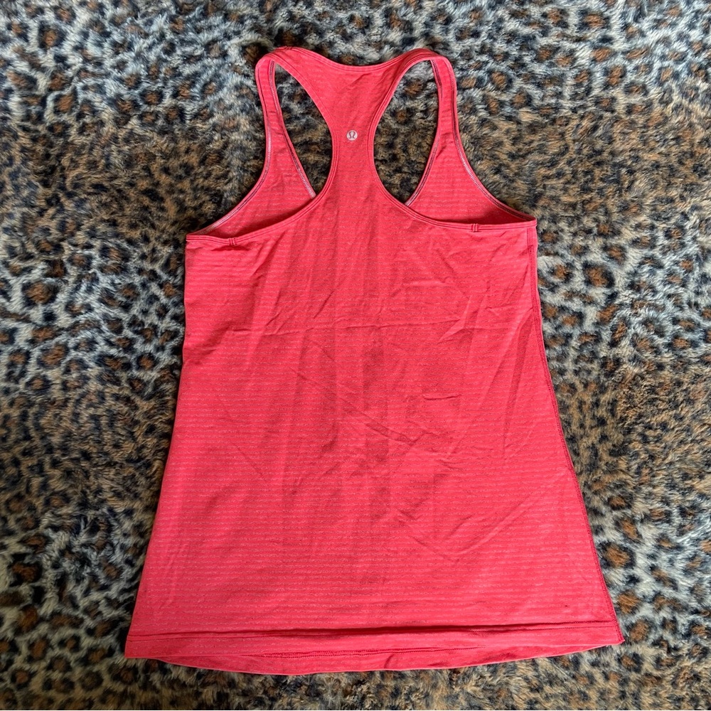 Coral lululemon stripped racer back tank top